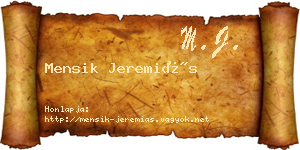 Mensik Jeremiás névjegykártya